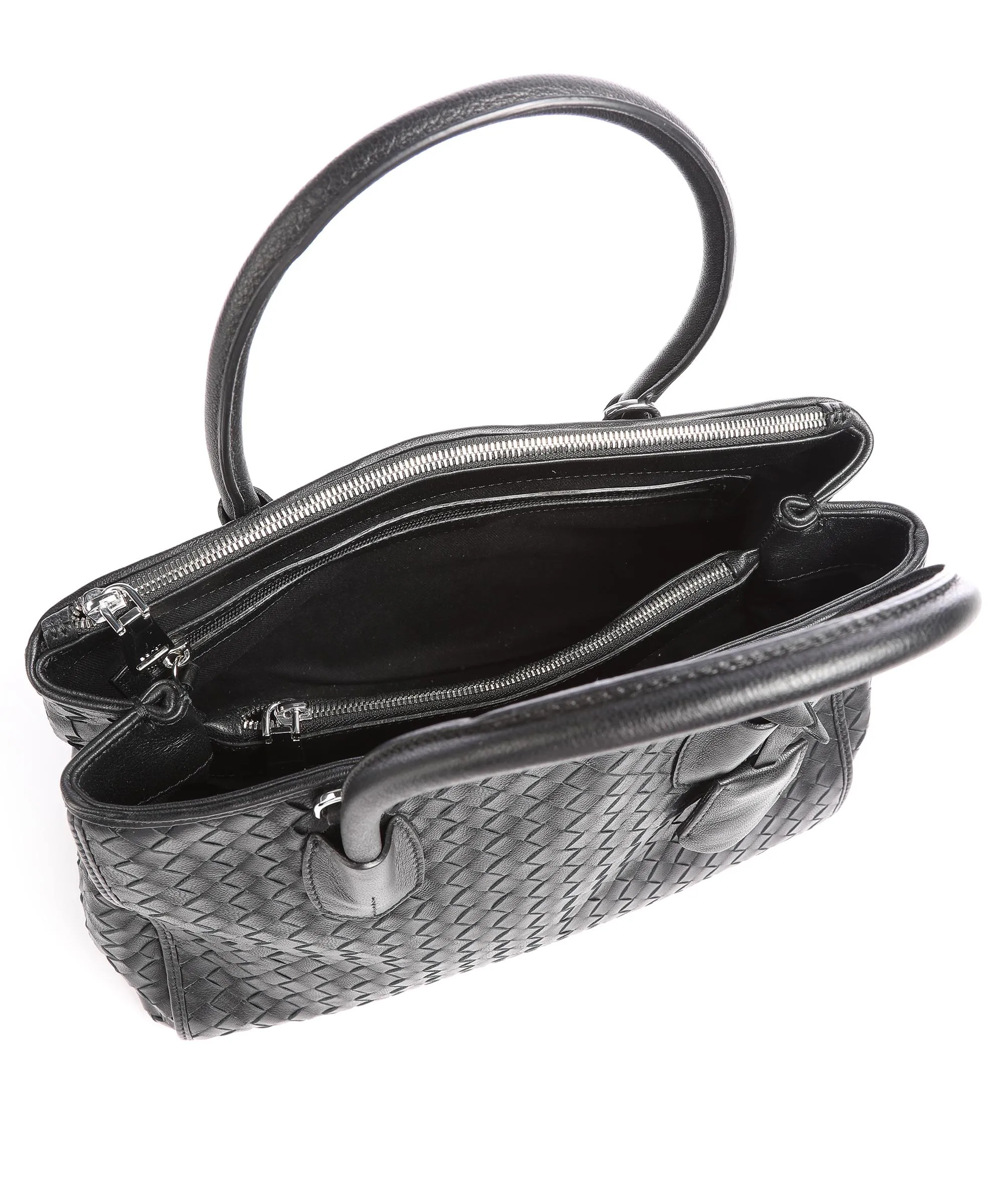  Abro Piuma Busy Borsa a mano cuoio di agnello nero  