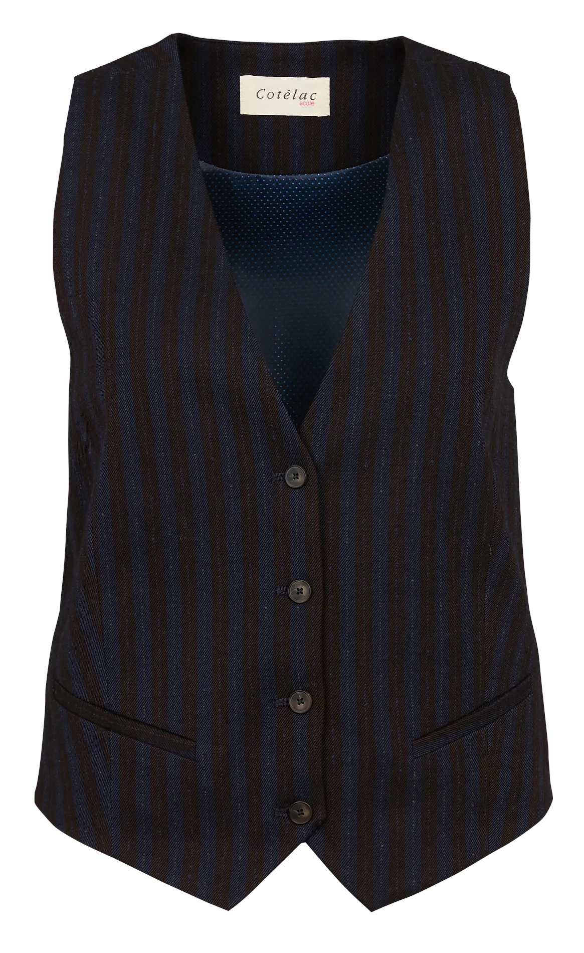  ACOTE   KEJA - Gilet a righe con scollo a V | Nero