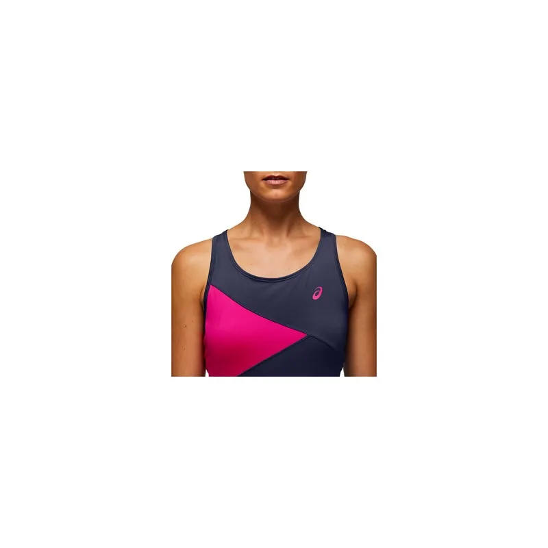 ASICS CLUB TANK W CANOTTA TECNICA PADEL TENNIS TRAINING DONNA - BLU SCURO/FUCSIA
