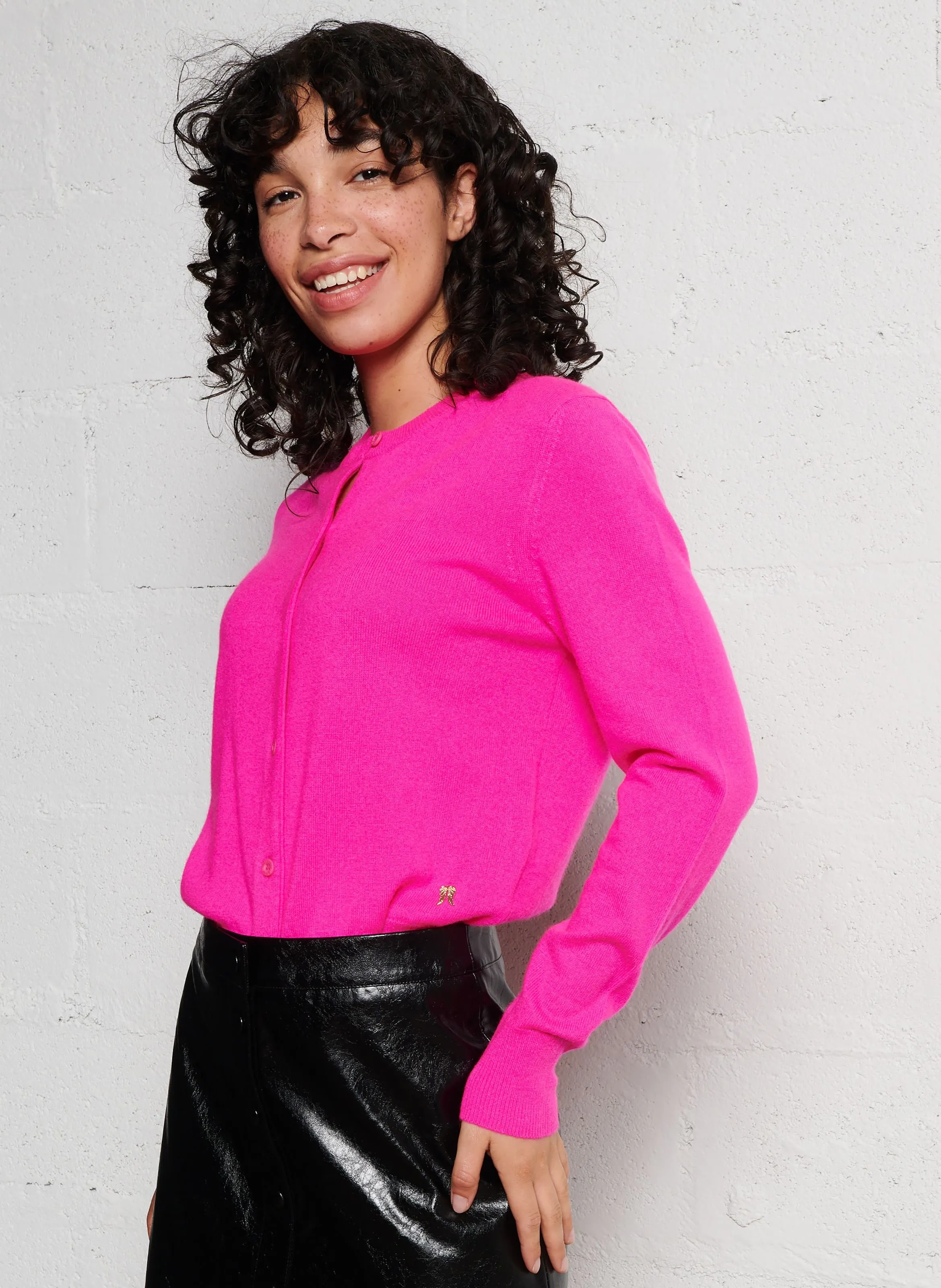  BERENICE   ATIGILET - Gilet a girocollo dritto in cachemire | Rosa