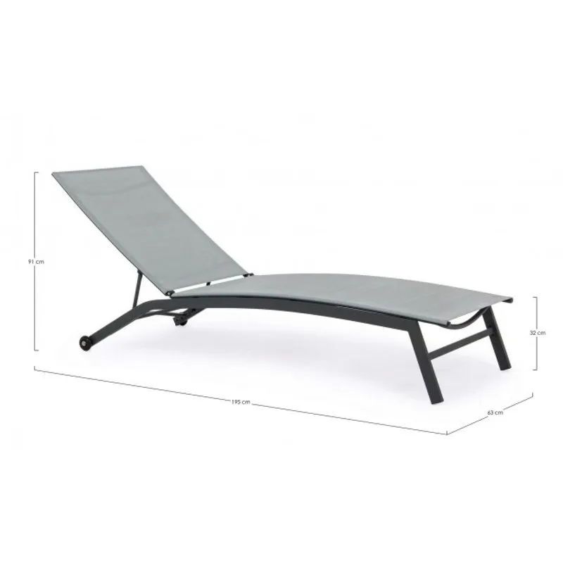 Bizzotto outdoor Lettino con ruote Nildas antracite ja18