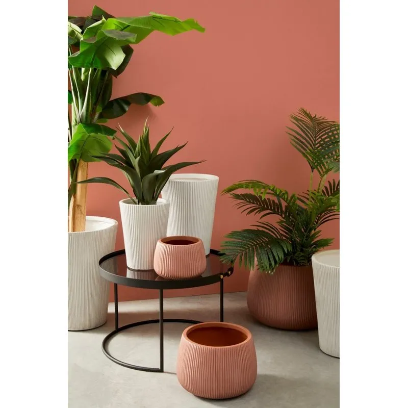 Bizzotto outdoor Set 4 porta vaso ribbed svasato bianco