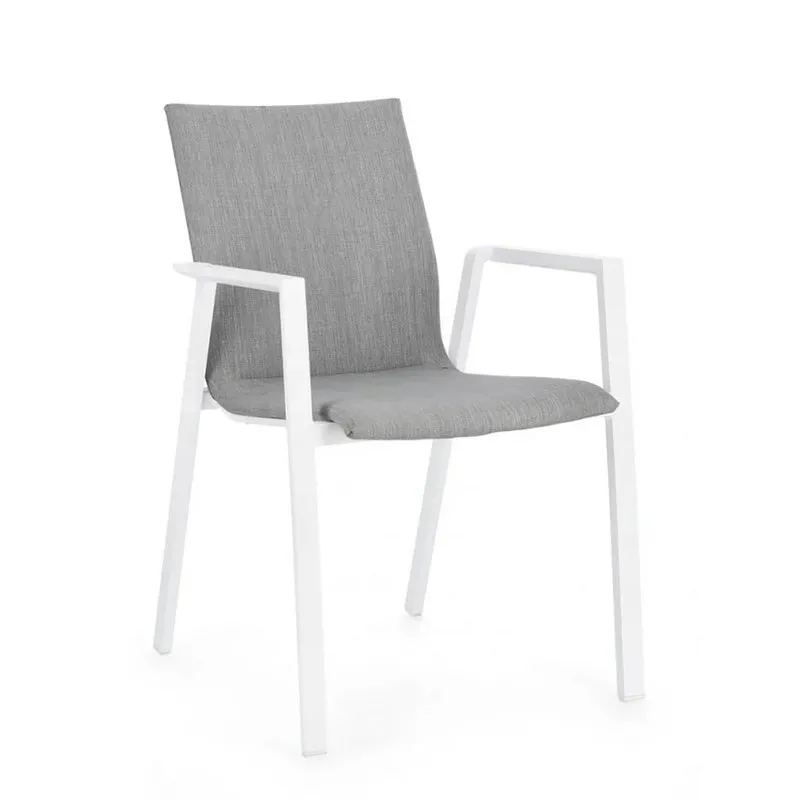 Bizzotto outdoor Set 4 sedie con braccioli Odeon bianco-grigio jx11