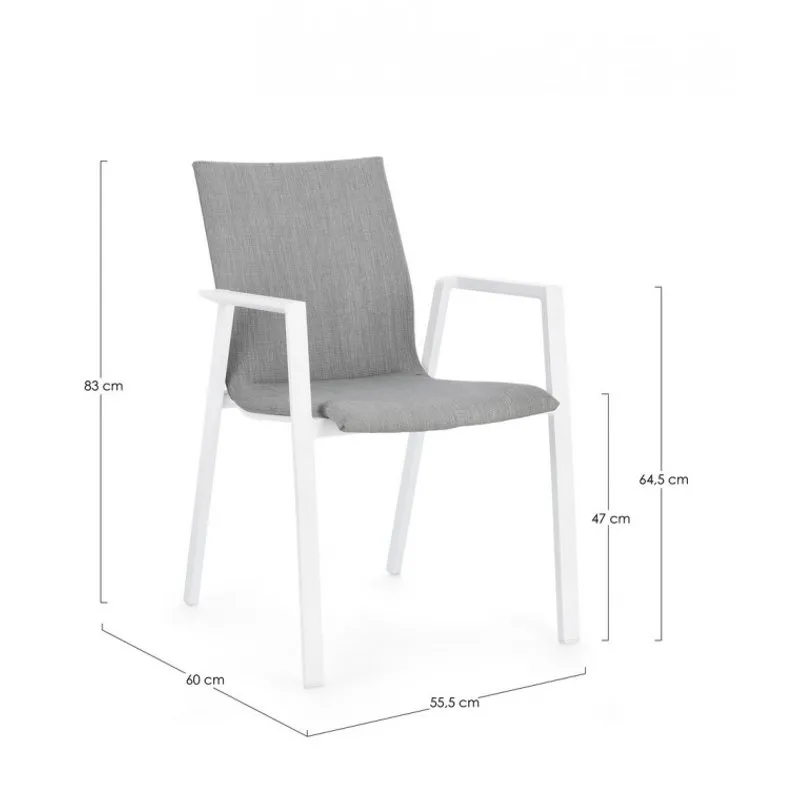 Bizzotto outdoor Set 4 sedie con braccioli Odeon bianco-grigio jx11