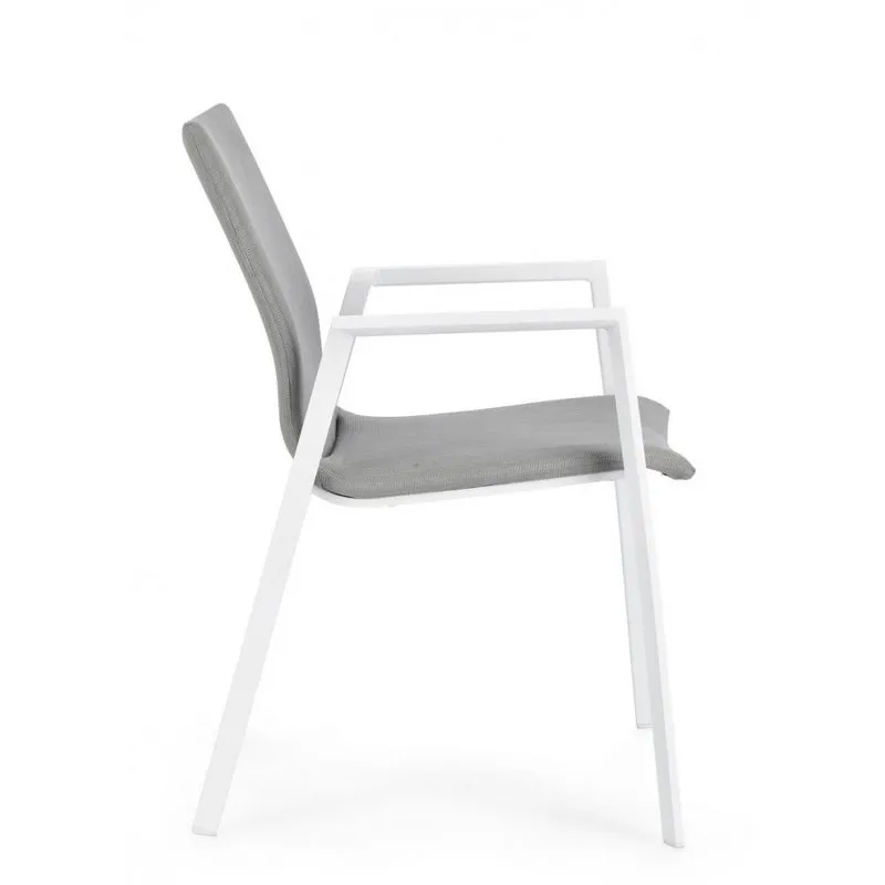 Bizzotto outdoor Set 4 sedie con braccioli Odeon bianco-grigio jx11