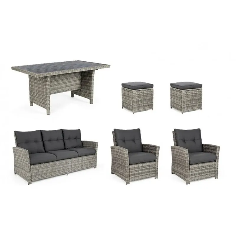 Bizzotto outdoor Set 6 salotto con cuscino Ariel grey