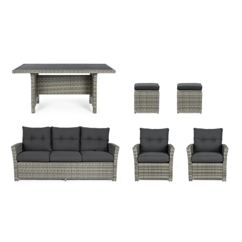 Bizzotto outdoor Set 6 salotto con cuscino Ariel grey