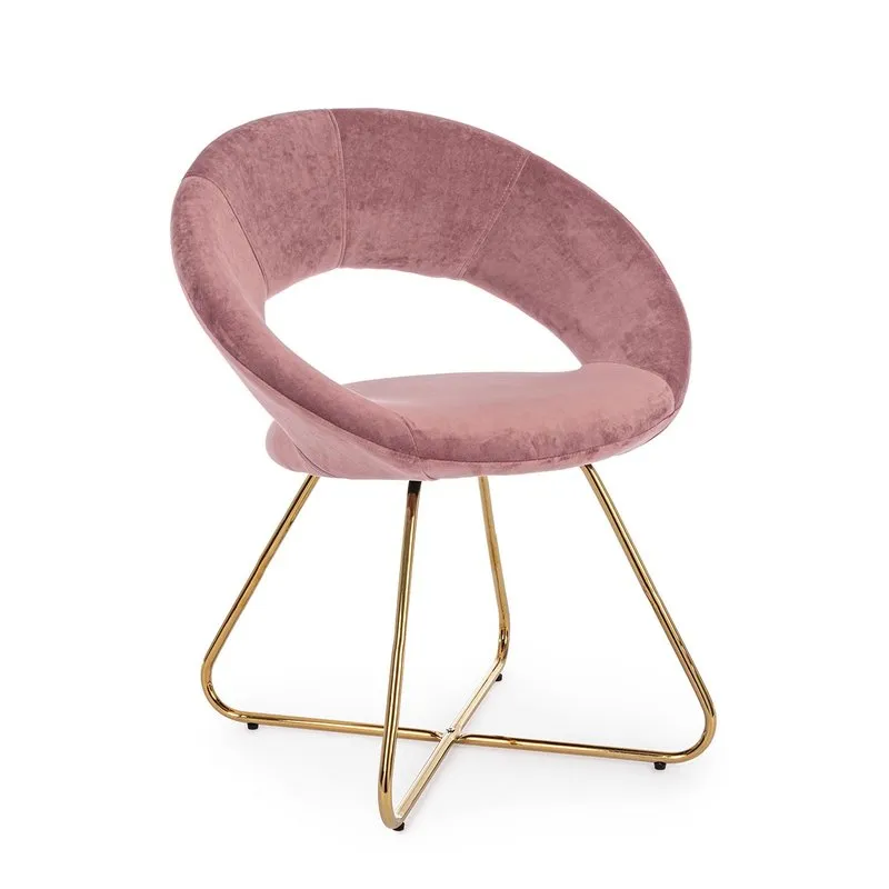 Bizzotto Set 2 poltrone Vanity oro velluto rosa
