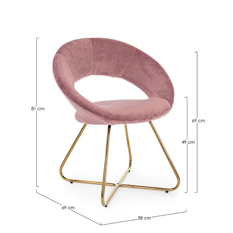 Bizzotto Set 2 poltrone Vanity oro velluto rosa