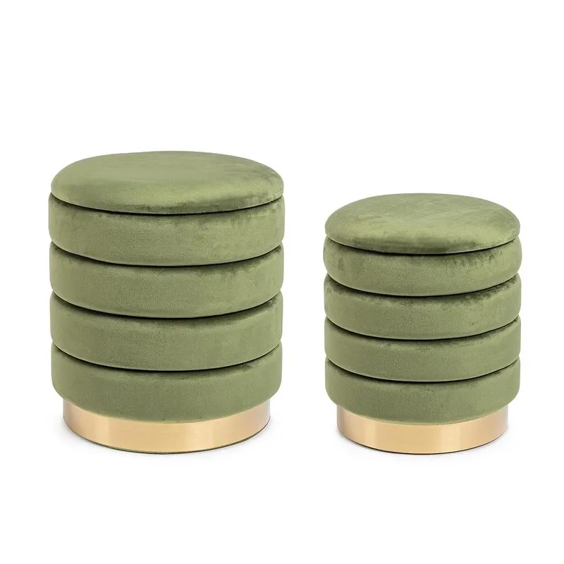 Bizzotto Set 2 pouf contenitore Darina olive