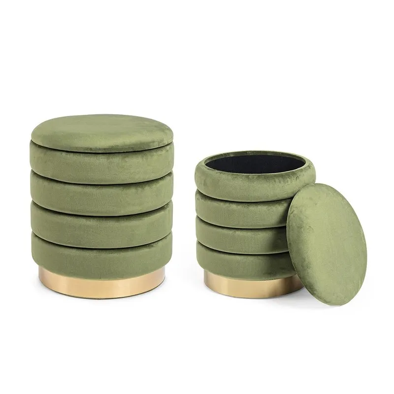 Bizzotto Set 2 pouf contenitore Darina olive