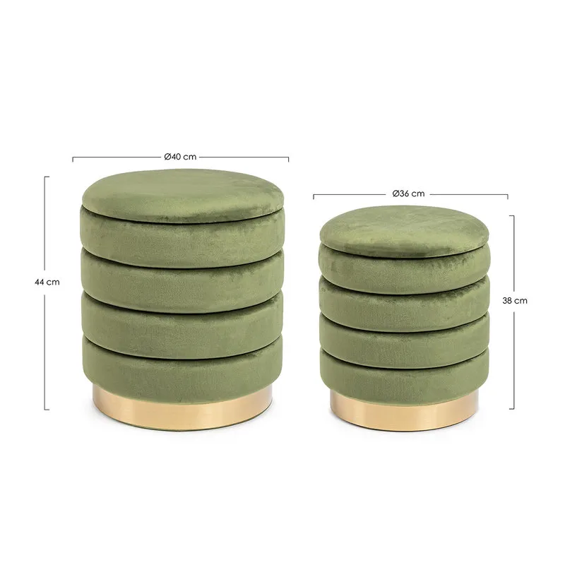 Bizzotto Set 2 pouf contenitore Darina olive