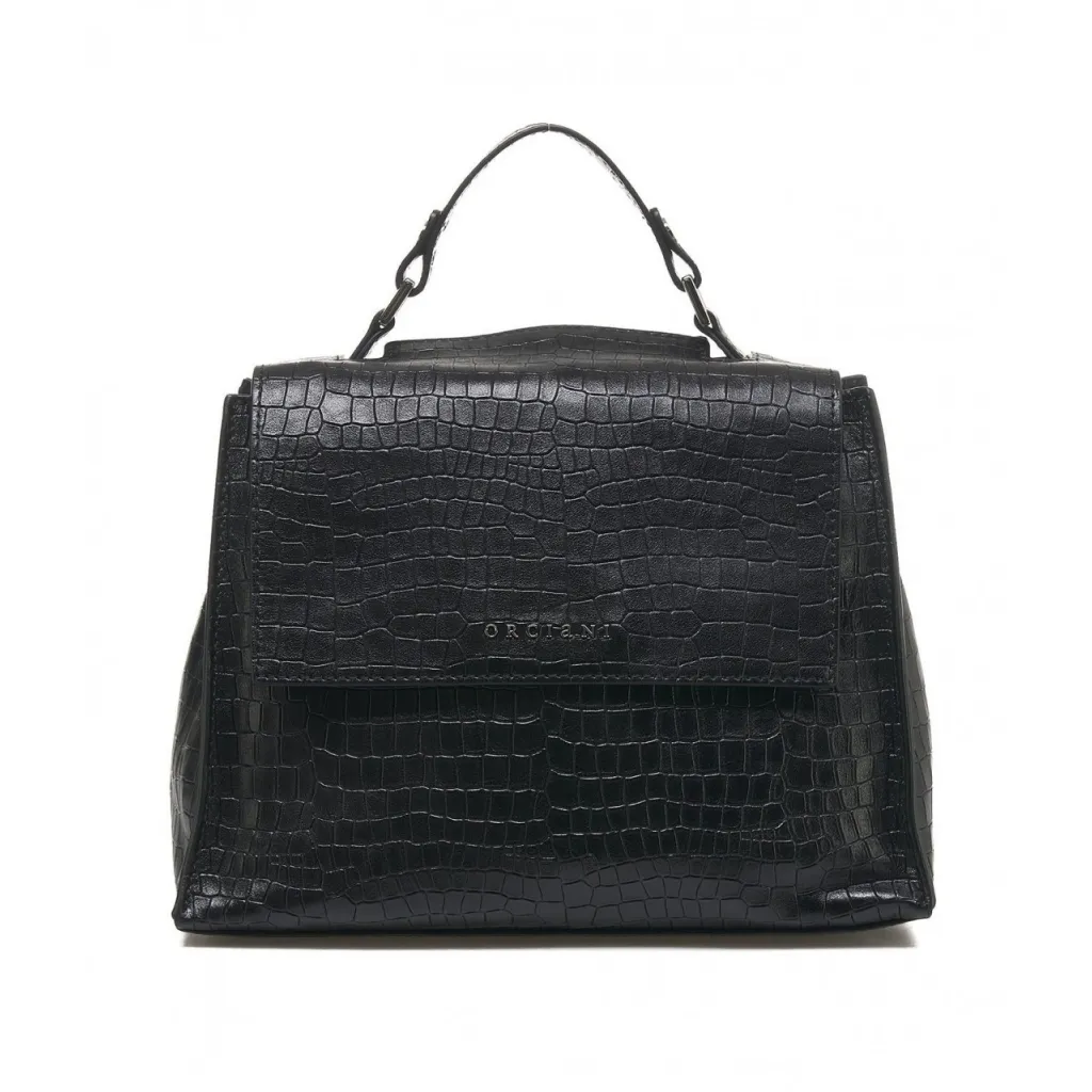 Borsa a mano in fantasia cocco nero
