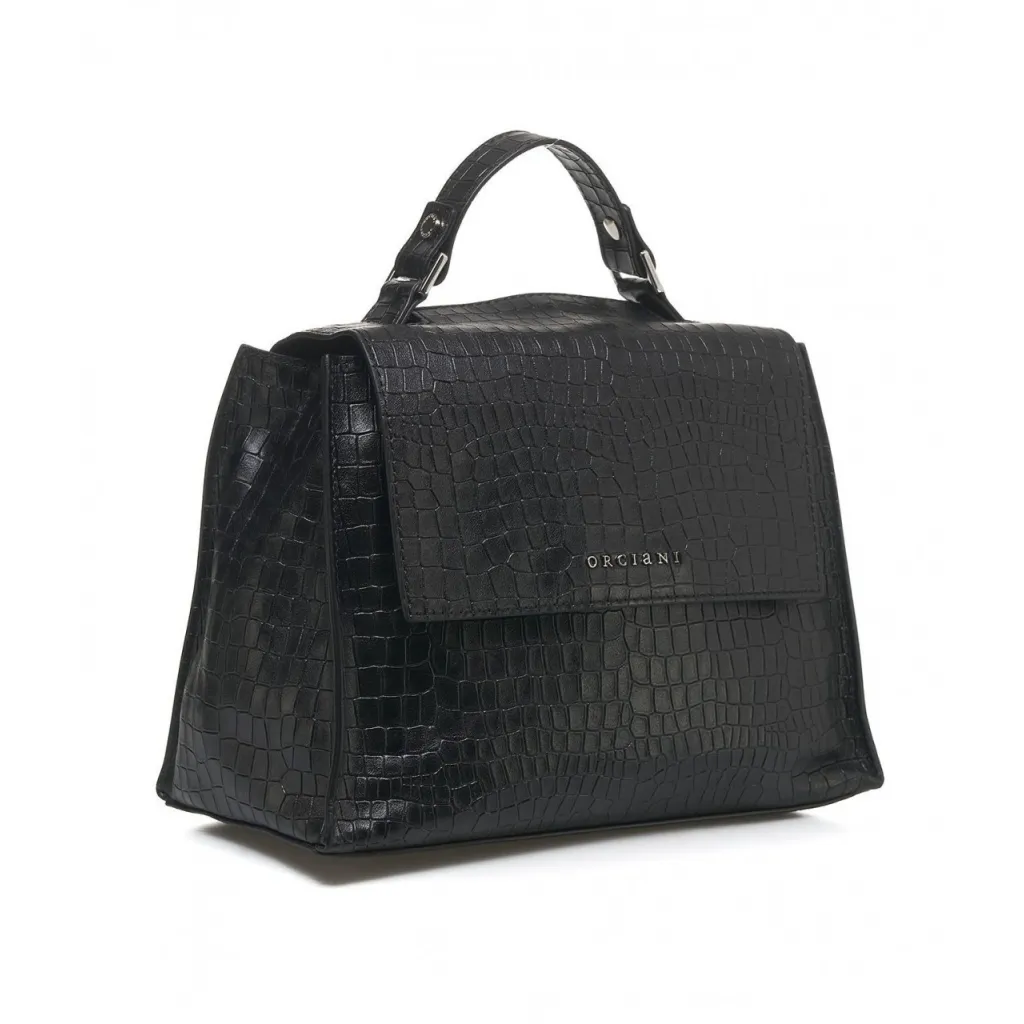 Borsa a mano in fantasia cocco nero