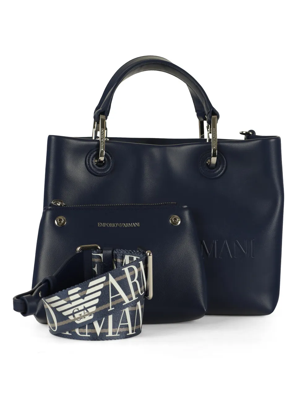 Borsa a mano media con scritta logo a rilievo