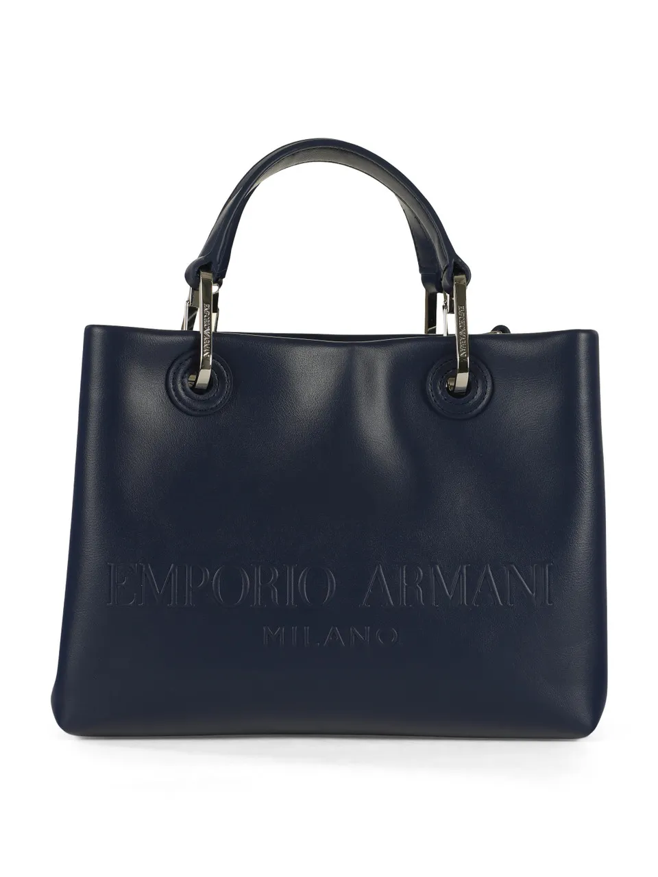 Borsa a mano media con scritta logo a rilievo