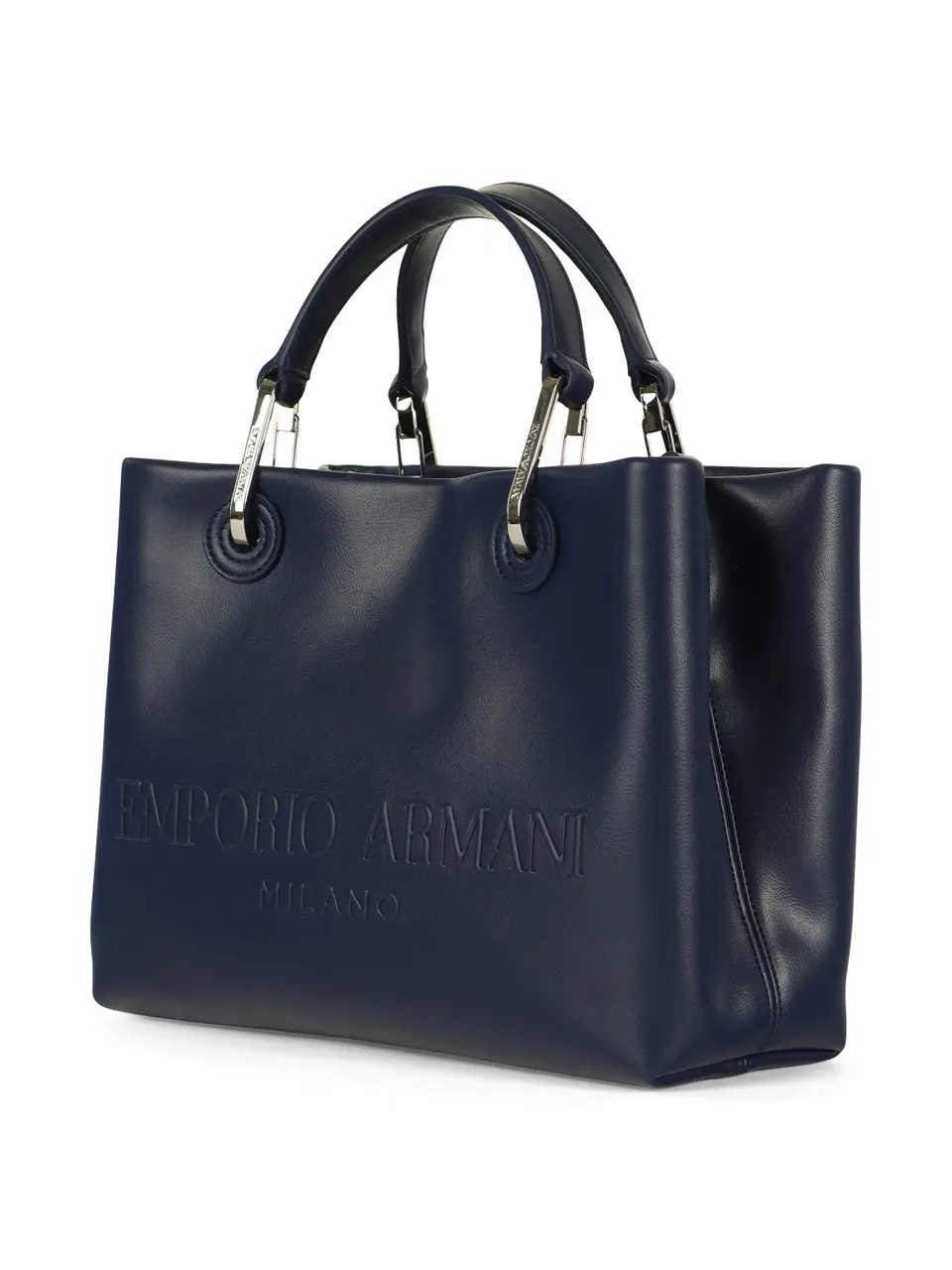 Borsa a mano media con scritta logo a rilievo