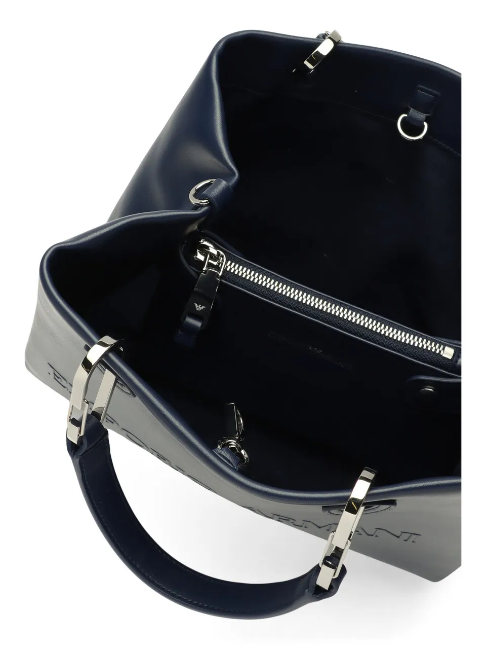 Borsa a mano media con scritta logo a rilievo