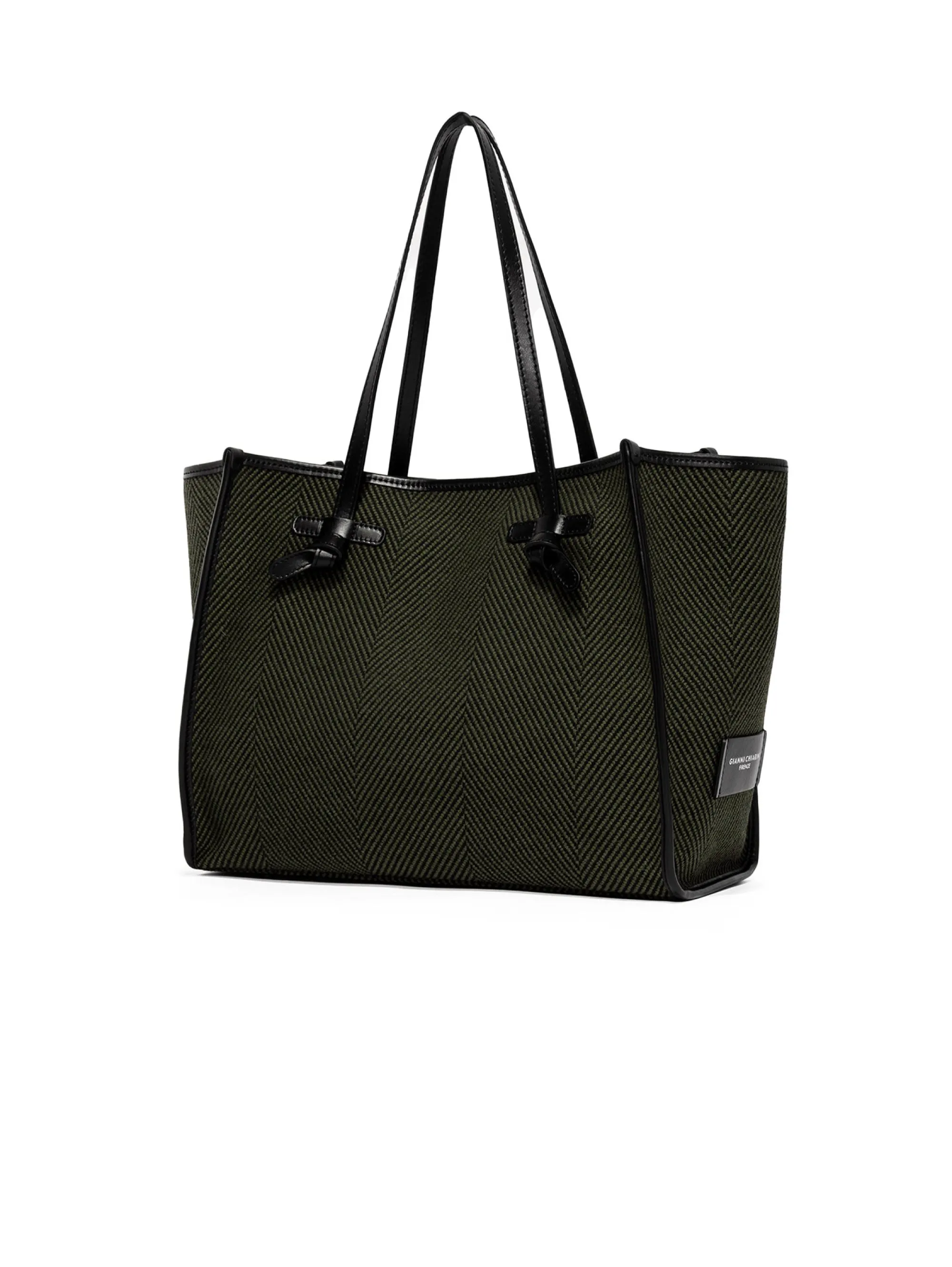 Borsa a Spalla in Tessuto Spigato Verde
