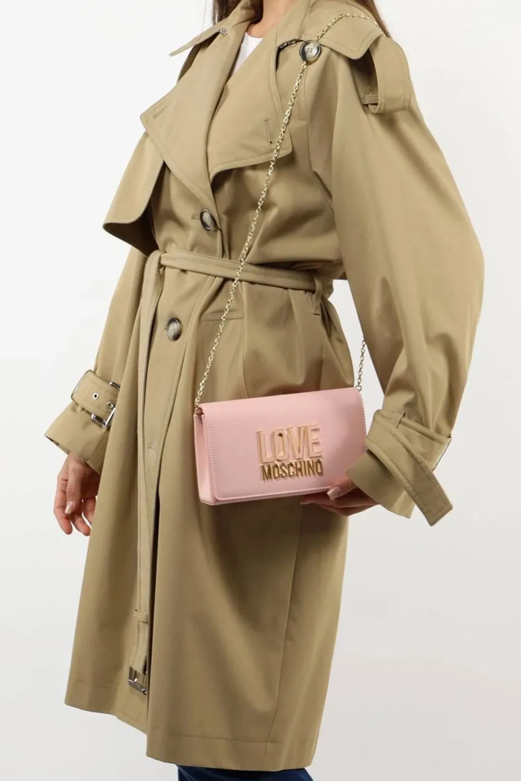 BORSA A TRACOLLA ROSA LOVE MOSCHINO CON LOGO LETTERE IN METALLO 4213