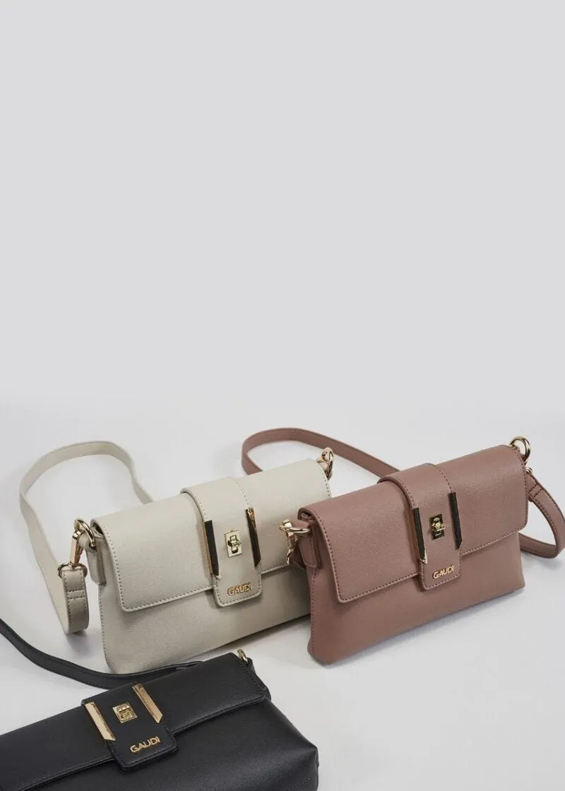 Borsa crossbody con dettagli dorati