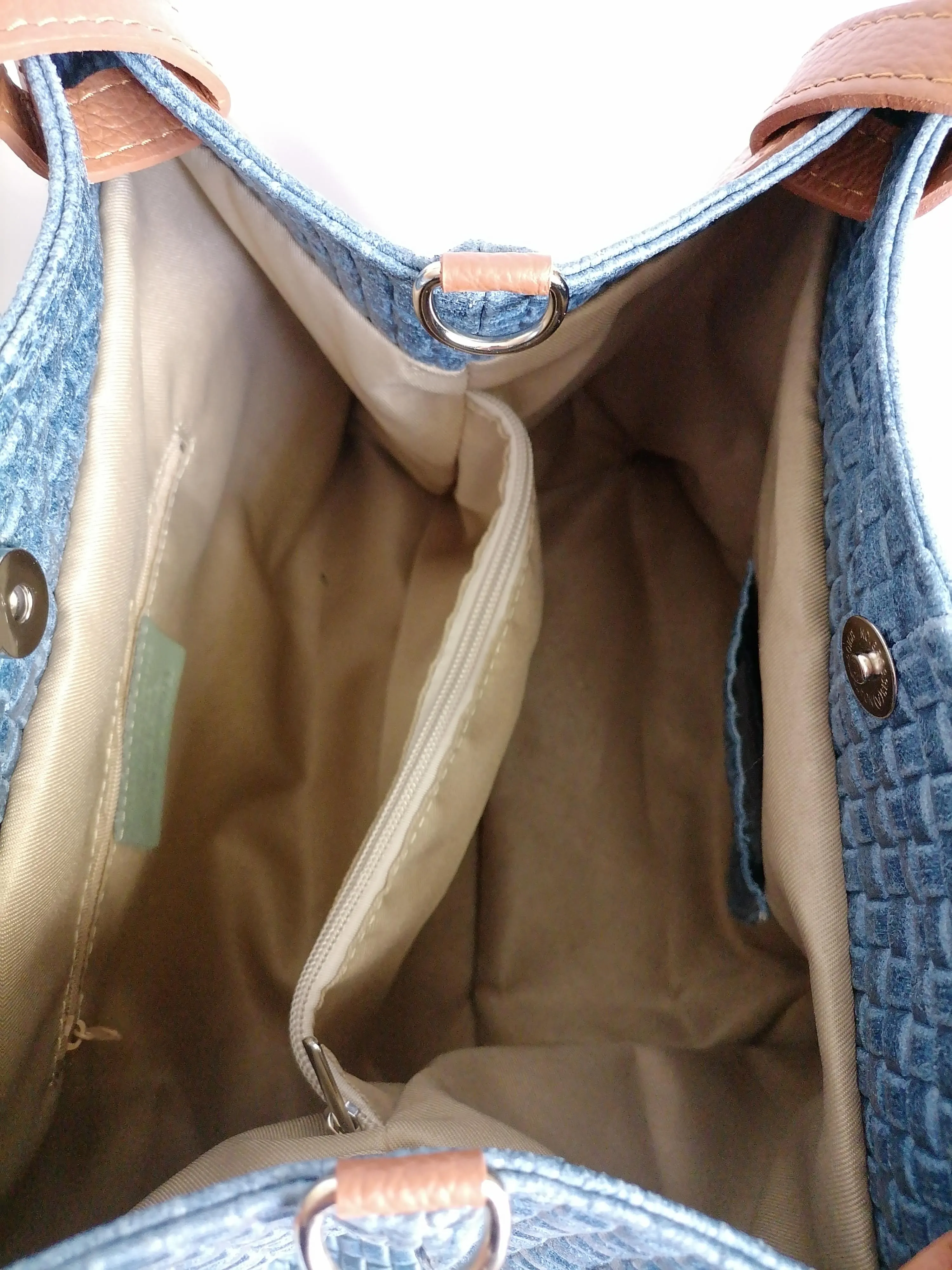Borsa Shopper Trapezio in Vera Pelle Intrecciata Stampata