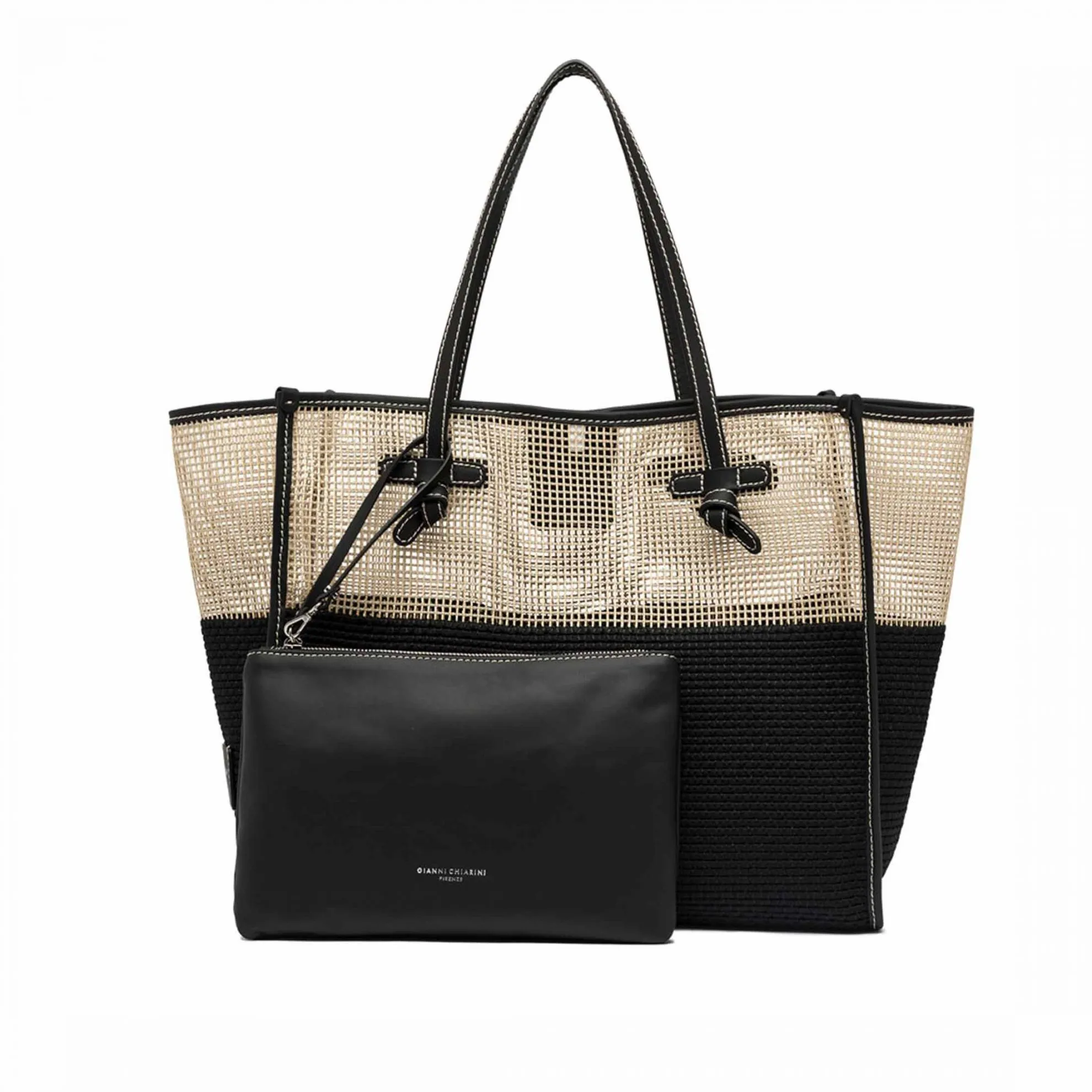 Borsa shopping in tessuto a rete