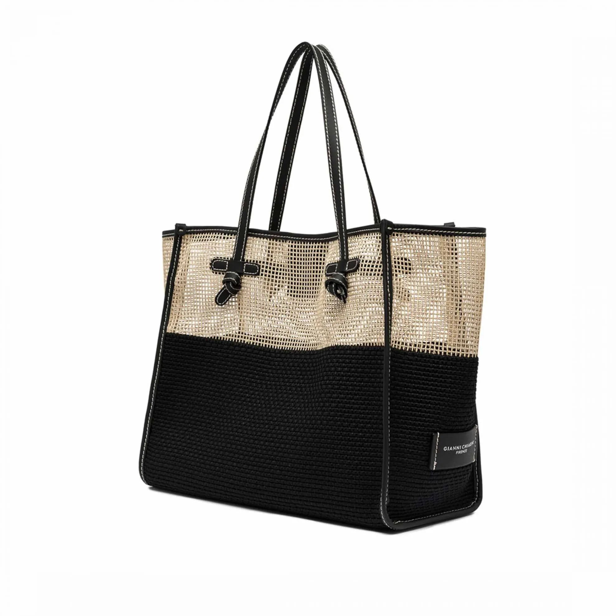 Borsa shopping in tessuto a rete