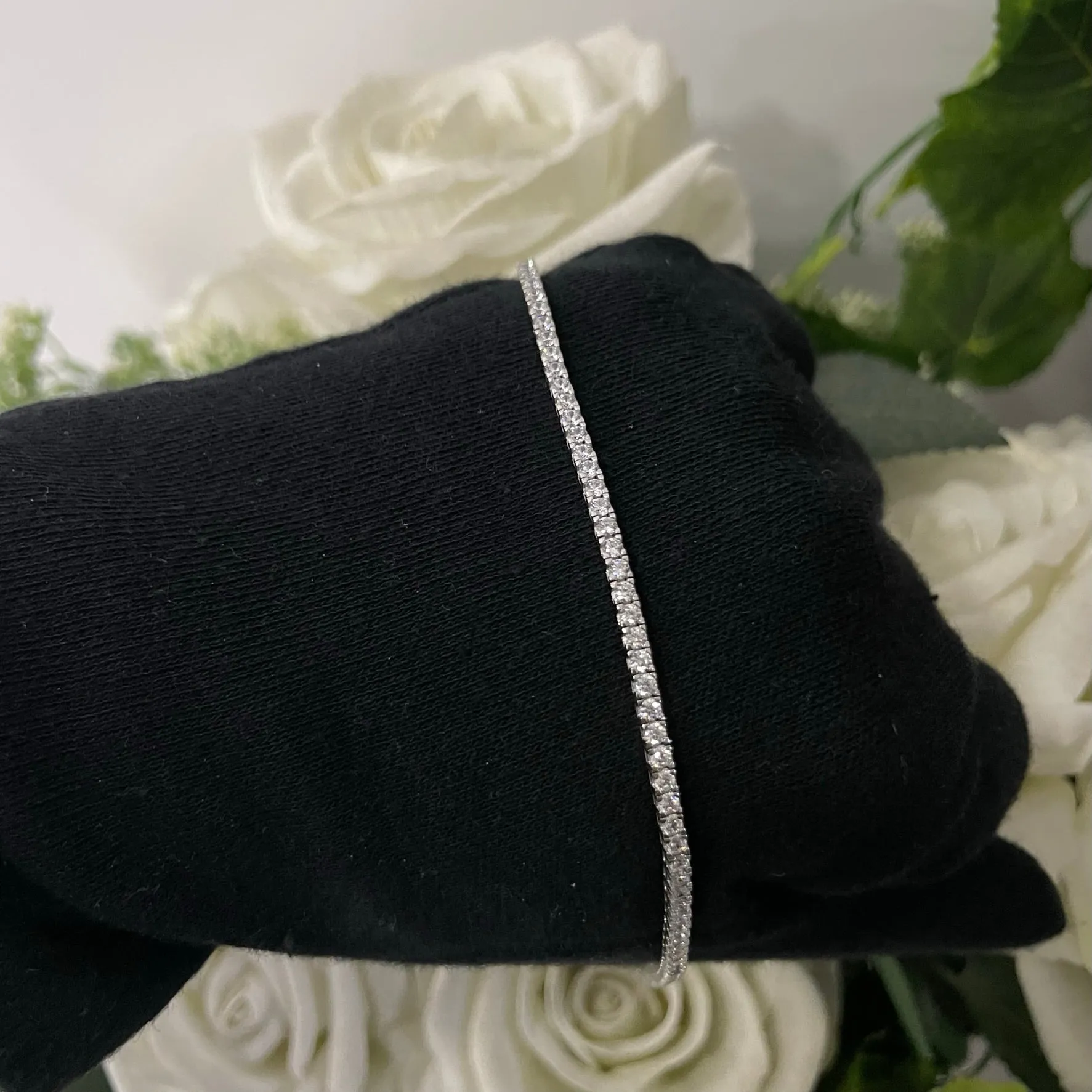 Bracciale tennis bianco oro e zirconi