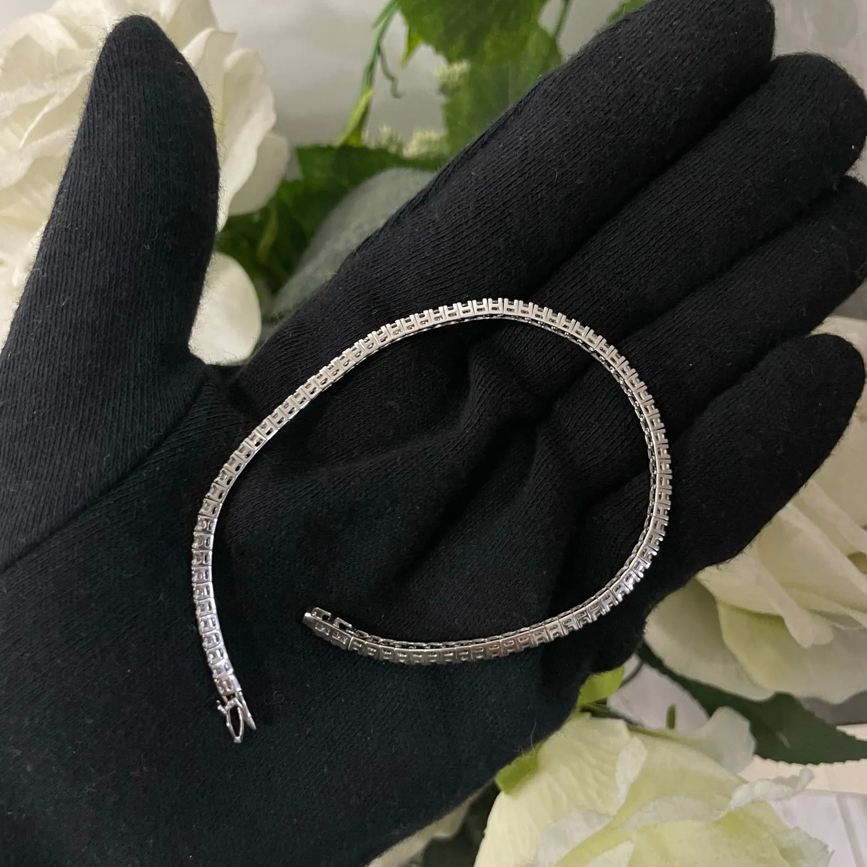 Bracciale tennis bianco oro e zirconi