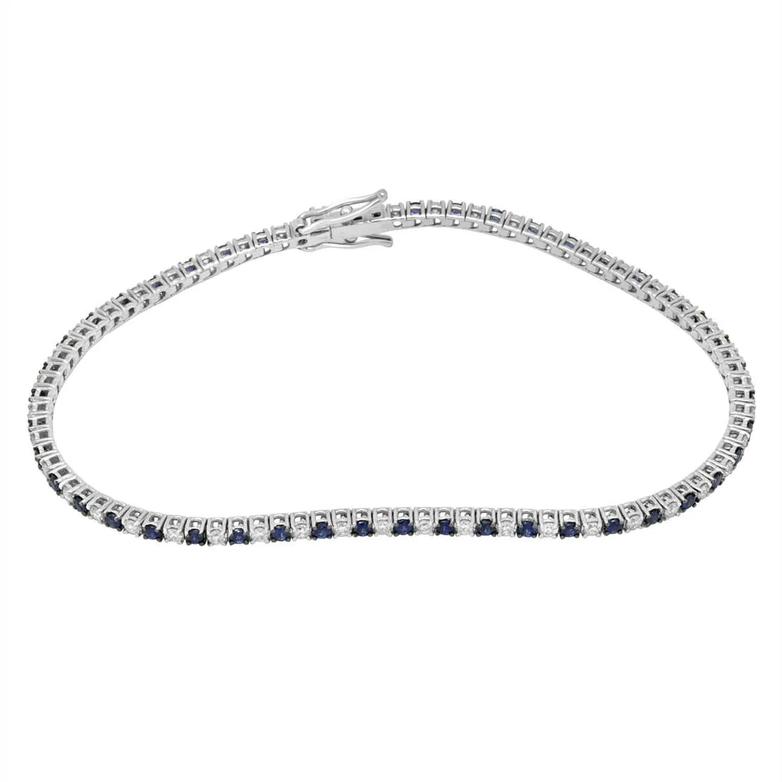 Bracciale tennis con diamanti e zaffiri