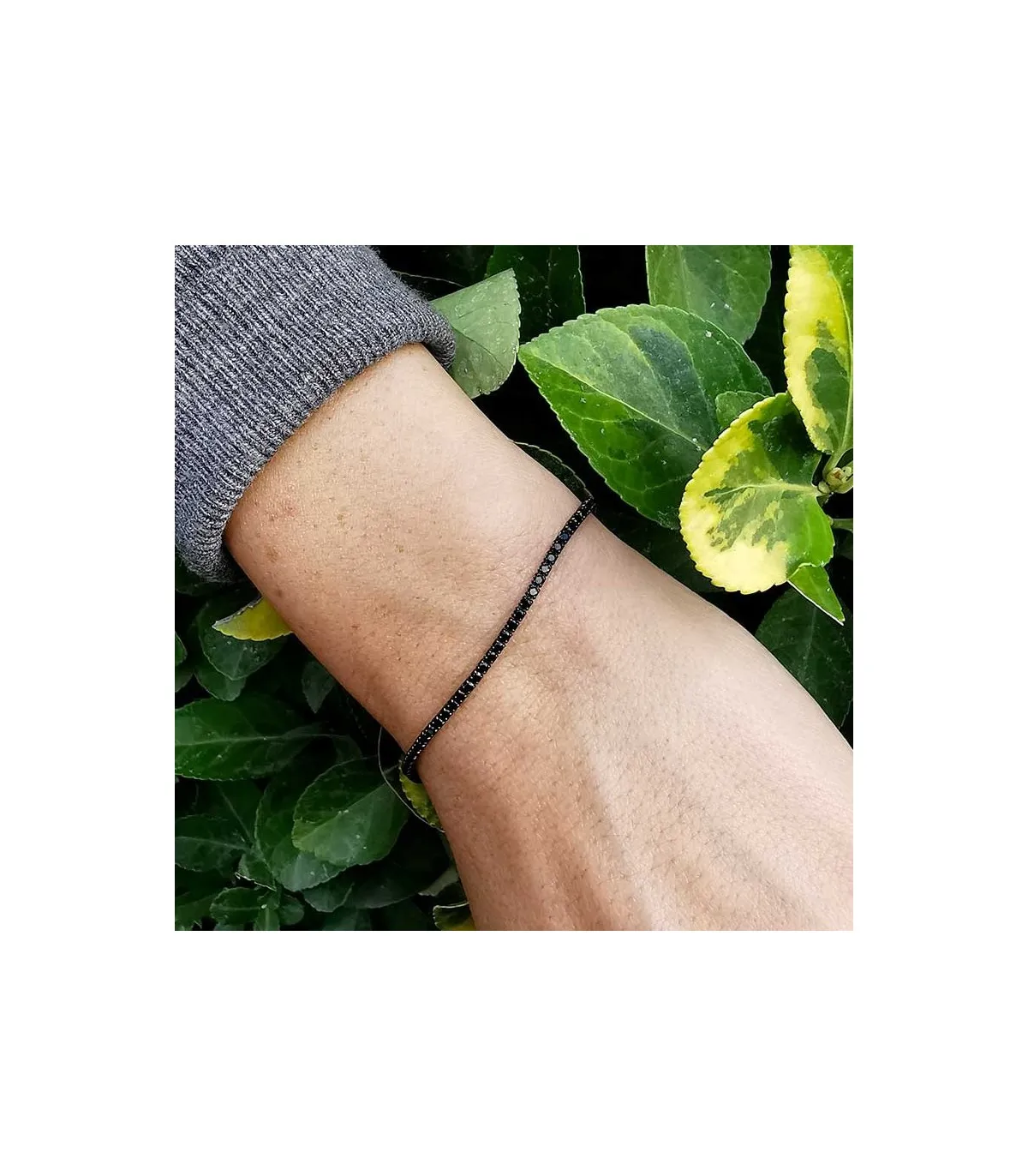 Bracciale Tennis Donna Raggi Zirconi Neri 1,7mm