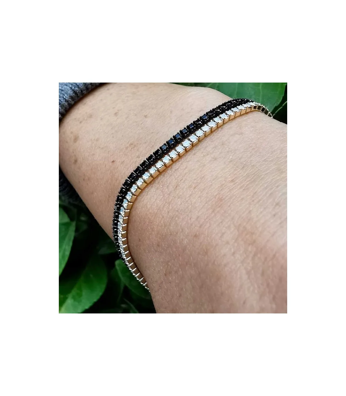 Bracciale Tennis Donna Raggi Zirconi Neri 1,7mm