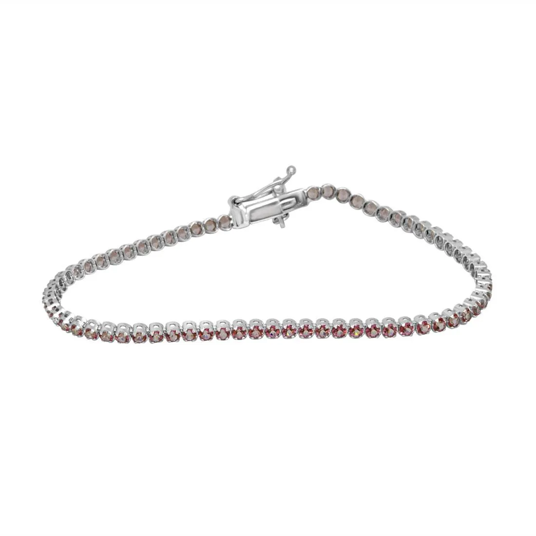 Bracciale tennis in oro con topazio rosa