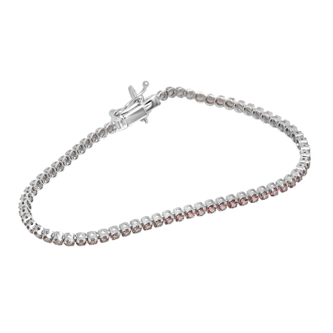 Bracciale tennis in oro con topazio rosa