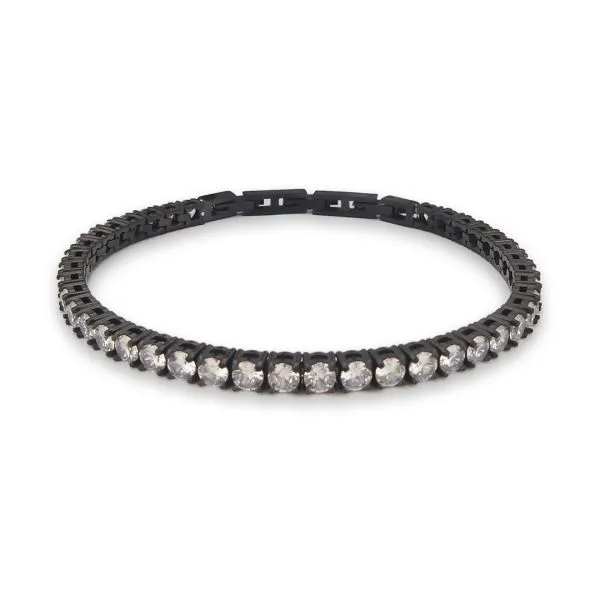 Bracciale tennis nero con zirconi bianchi ABR651N    