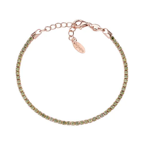 Bracciale Tennis Rosè Zirconi Verdi