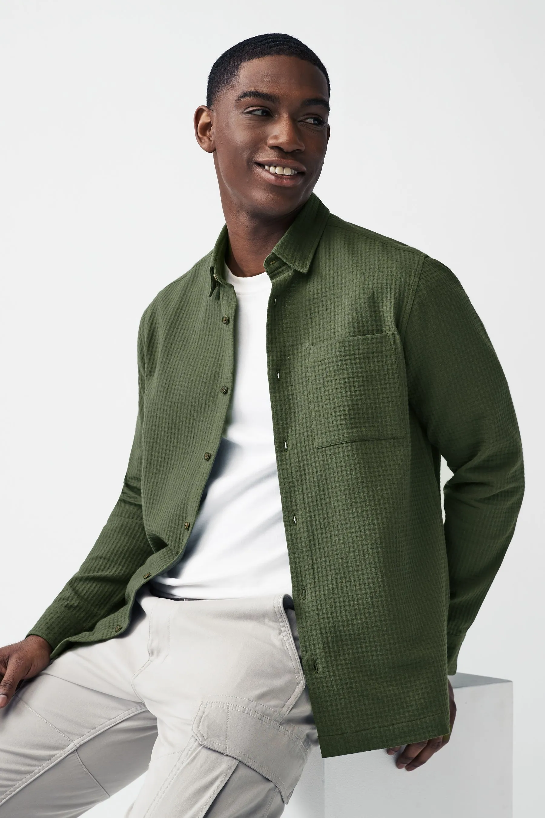 Camicia a Manica lunga a nido d'apa