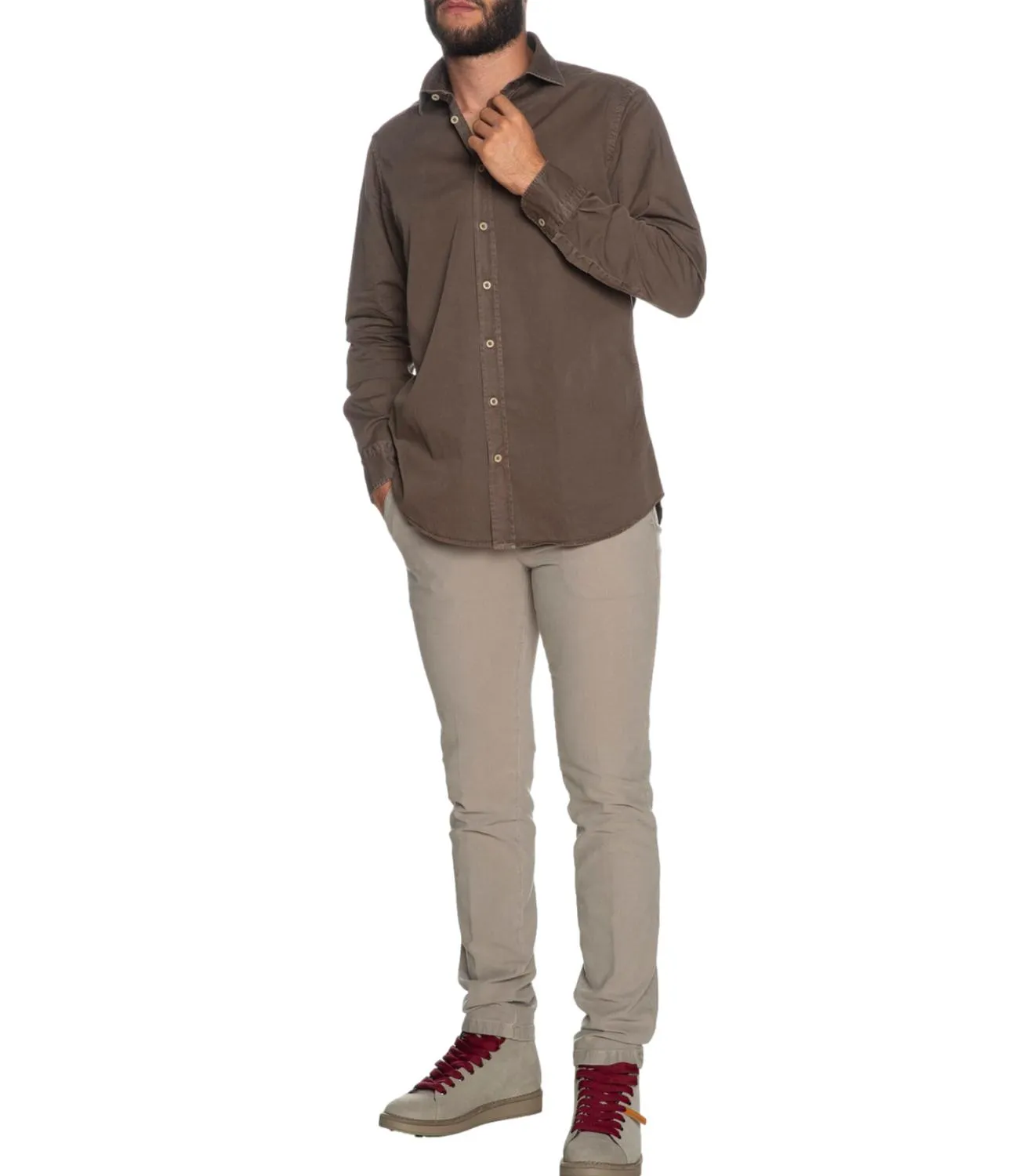 Camicia Bastoncino Simo 1379 da uomo tortora