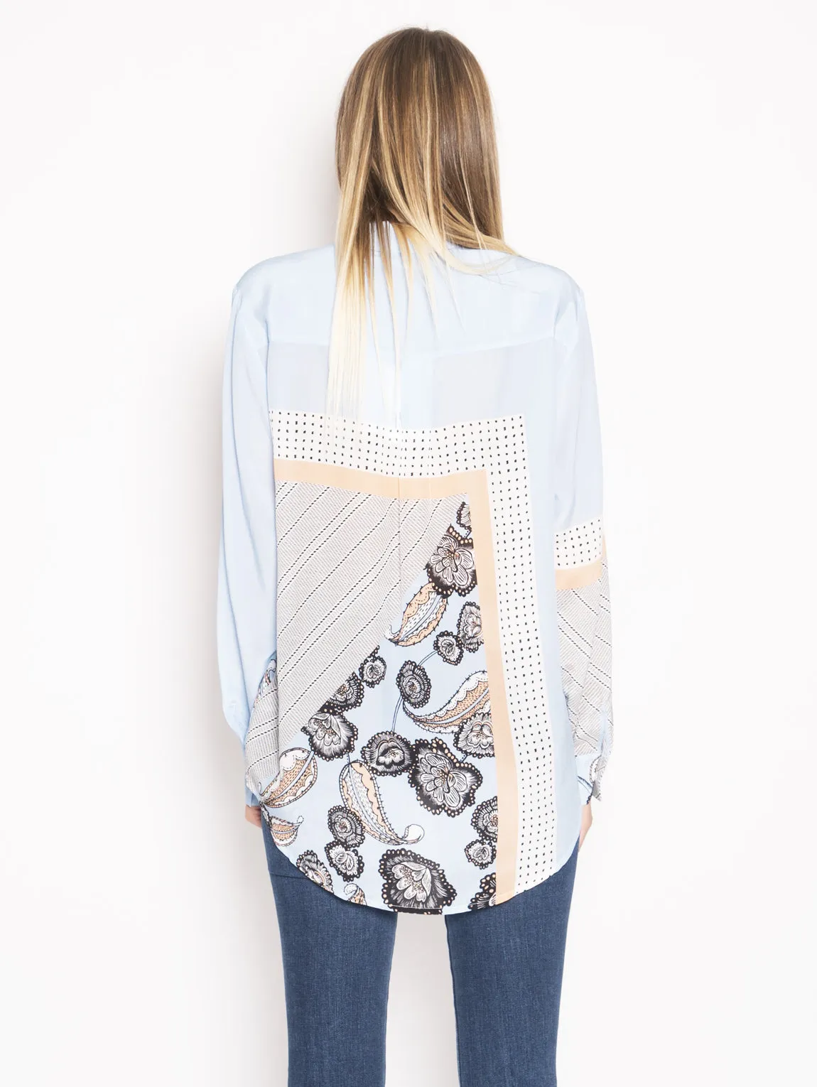 Camicia con Stampa Patchwork Blu