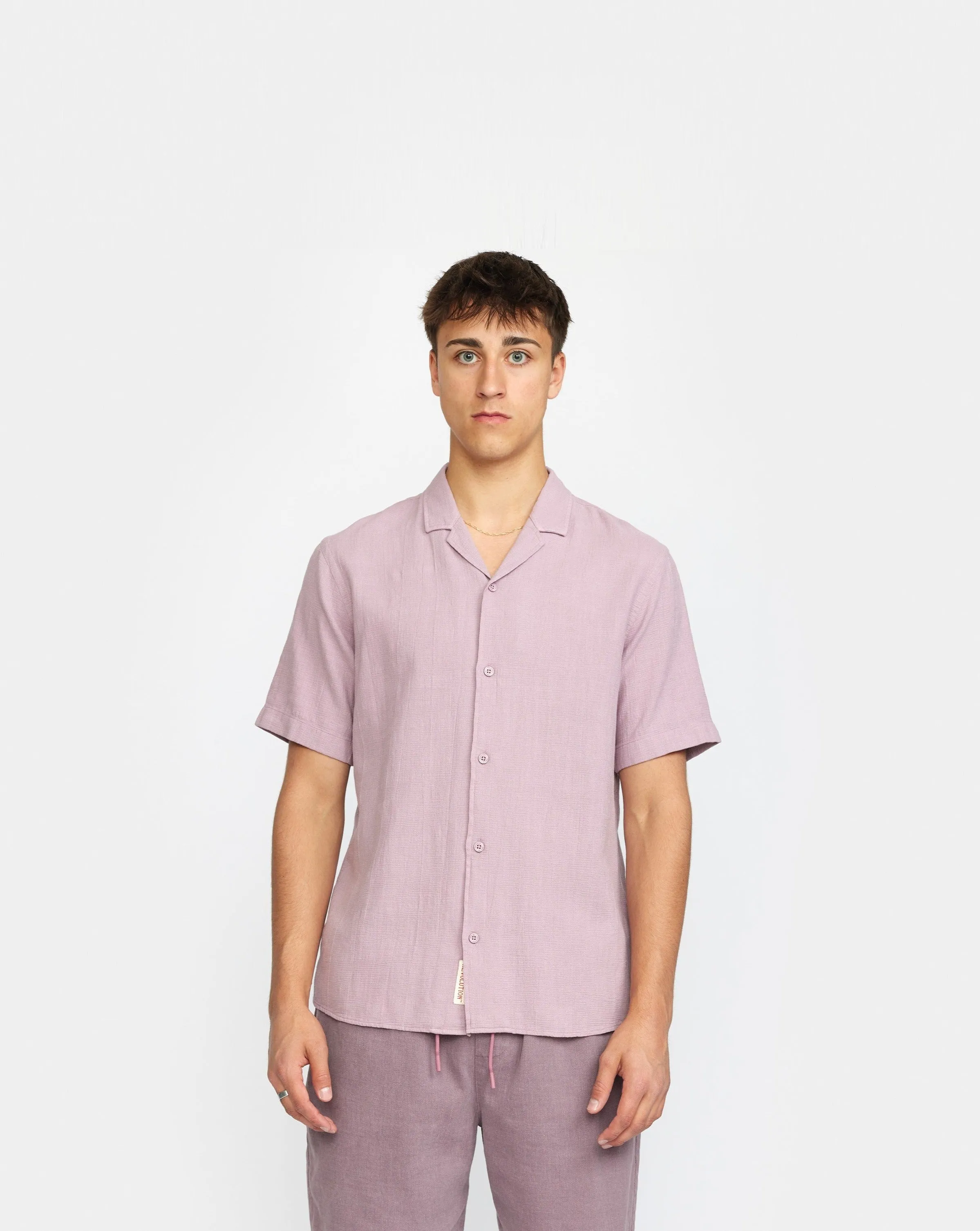 CAMICIA CUBANA A MANICHE CORTE VIOLA