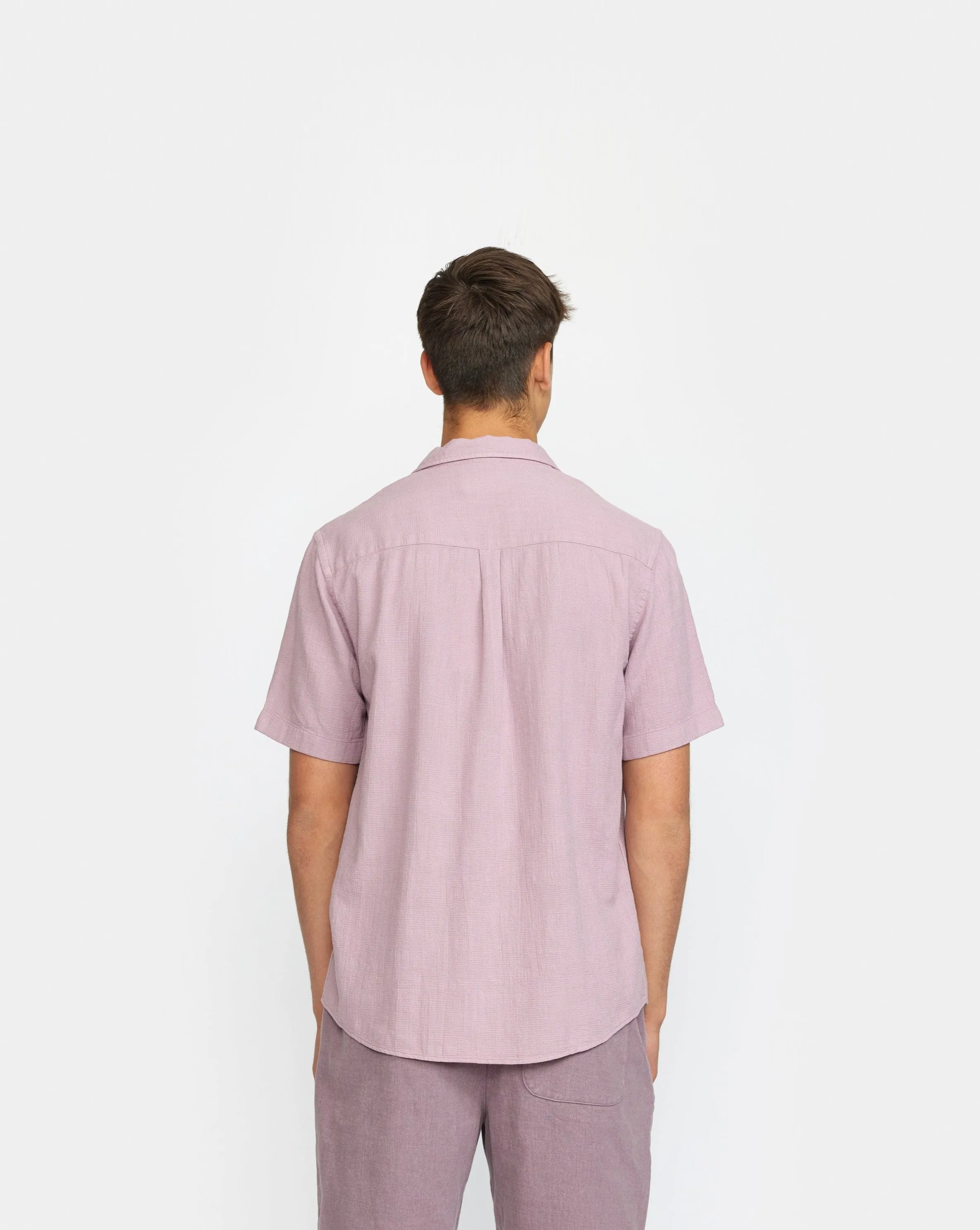 CAMICIA CUBANA A MANICHE CORTE VIOLA