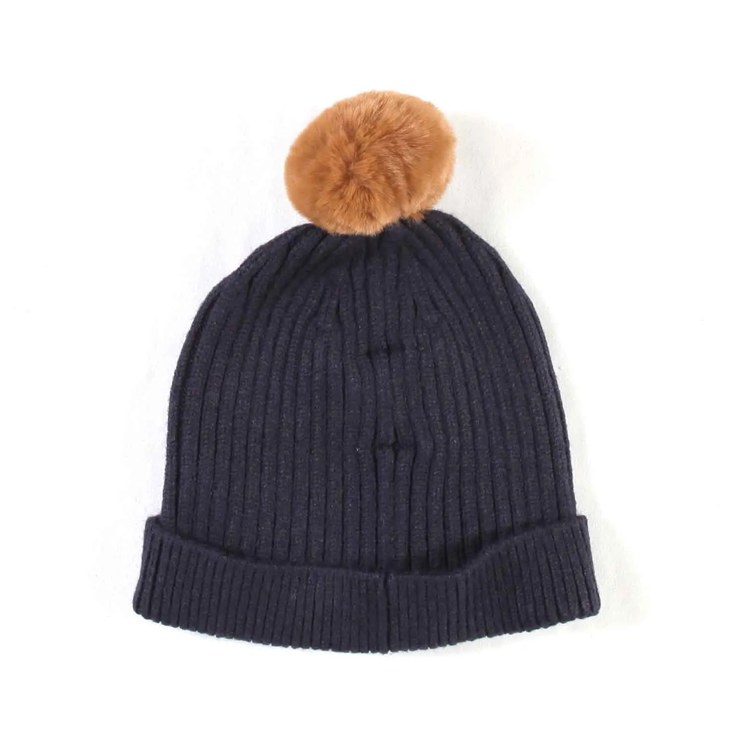 Cappello Blu Scuro E Cammello Bambino