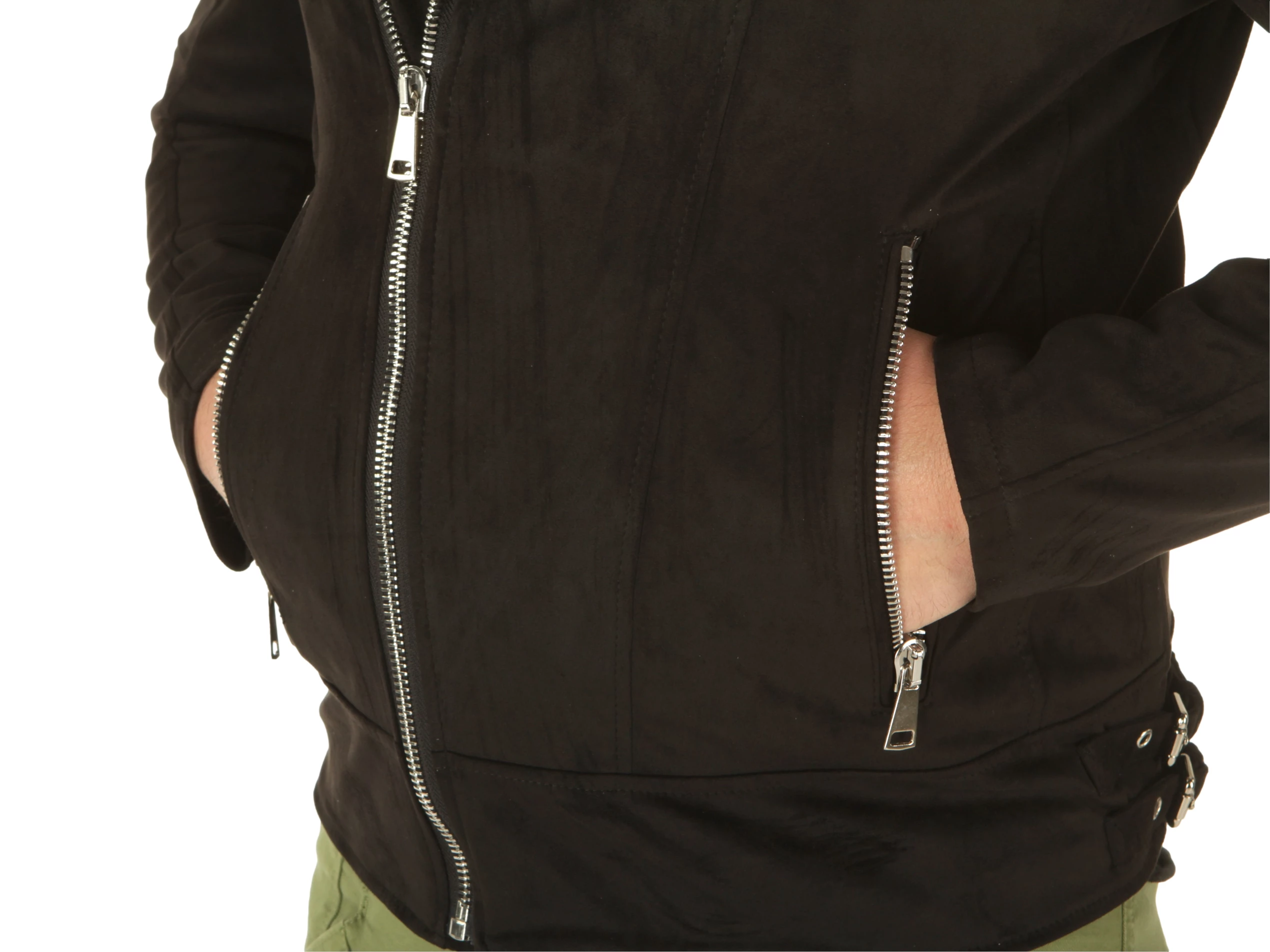 Chiodo Ecopelle Camoscio Nero