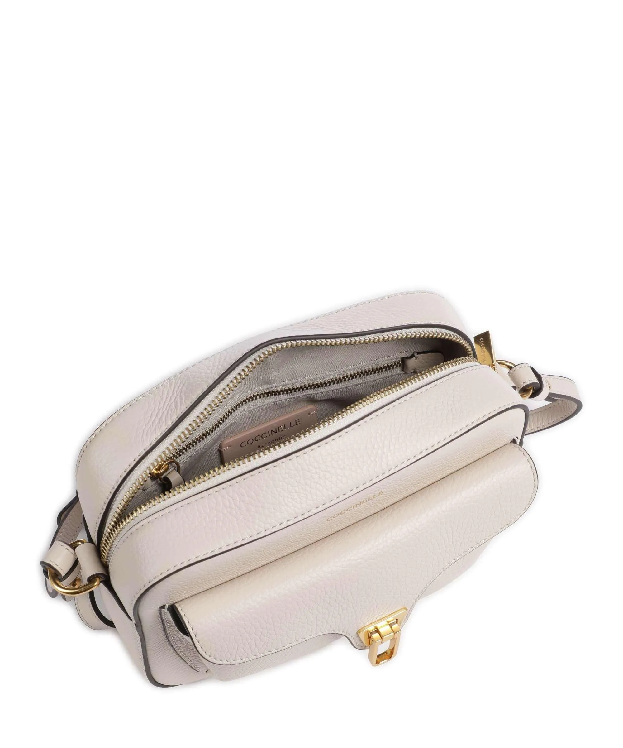  Coccinelle Beat Soft Borsa a tracolla pelle di vacchetta grana avorio  