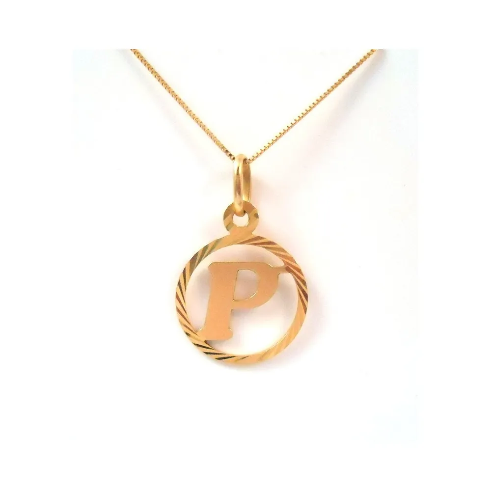 COLLANA CON CIONDOLO LETTERA P INIZIALE IN ORO GIALLO 18 KT