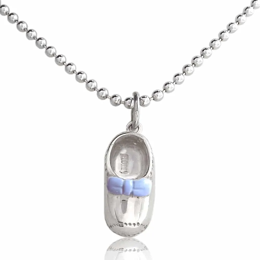 Collana con ciondolo scarpetta fiocco azzurro