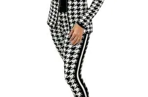 COMPLETO TAILLEUR ELEGANTE CON MOTIVO PEPITA MIRIAMA, BIANCO- NERO