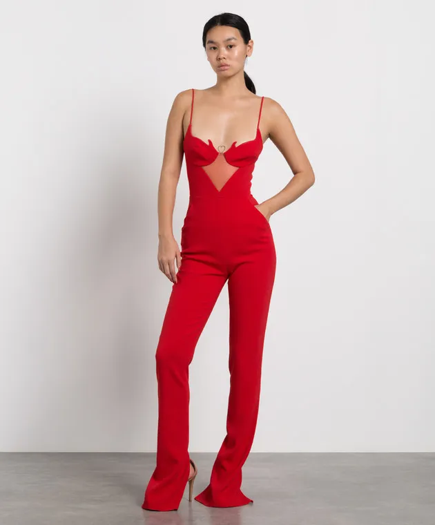 David Koma Tuta rossa con strass PF22DK19JS