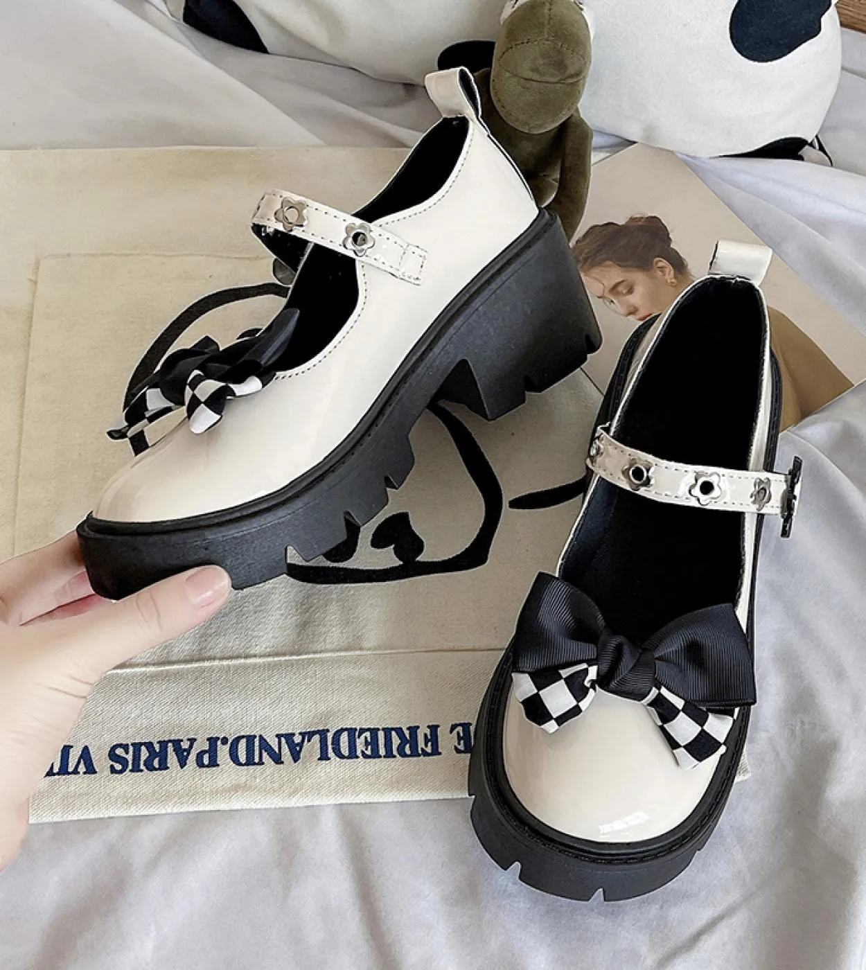 Design del marchio Dolce stile Lolita Cosplay gotico Nero Rosa Zeppe accoglienti Mary Jane Scarpe con tacco alto Scarpe con plat